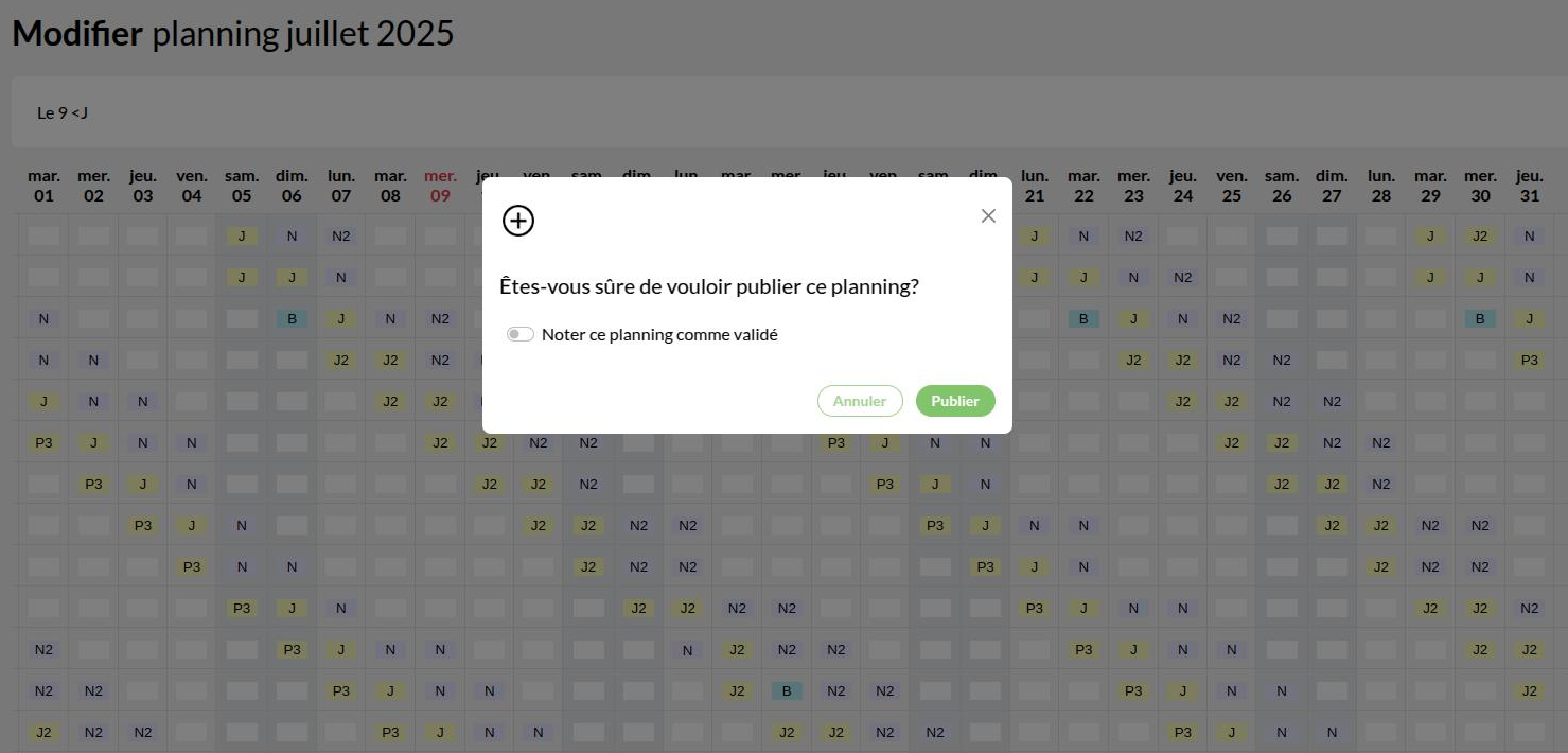Hygie écran planning
